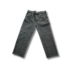 We The Free High Rise Black Jeans Size 27 Raw Hem Straight Leg Edgy Denim